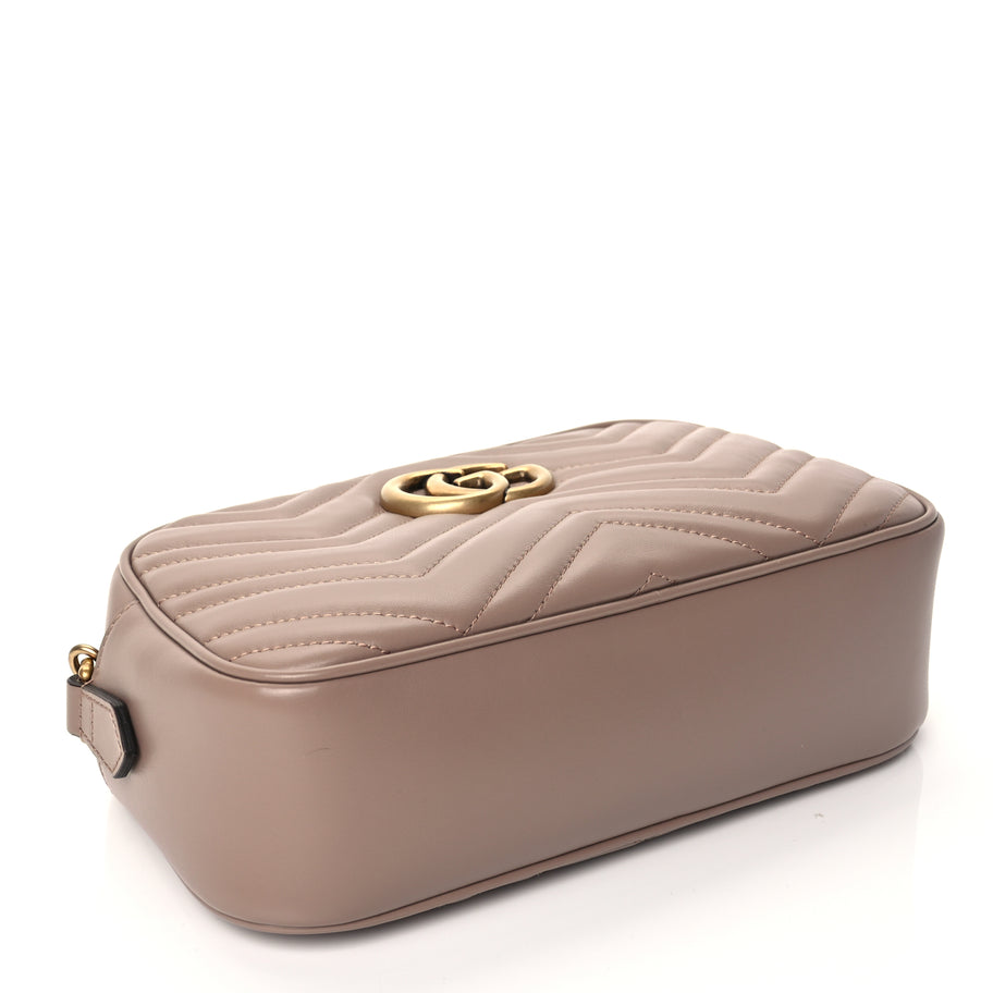 Gucci Calfskin Matelasse Small GG Marmont Chain Shoulder Bag Porcelain Rose Image 3