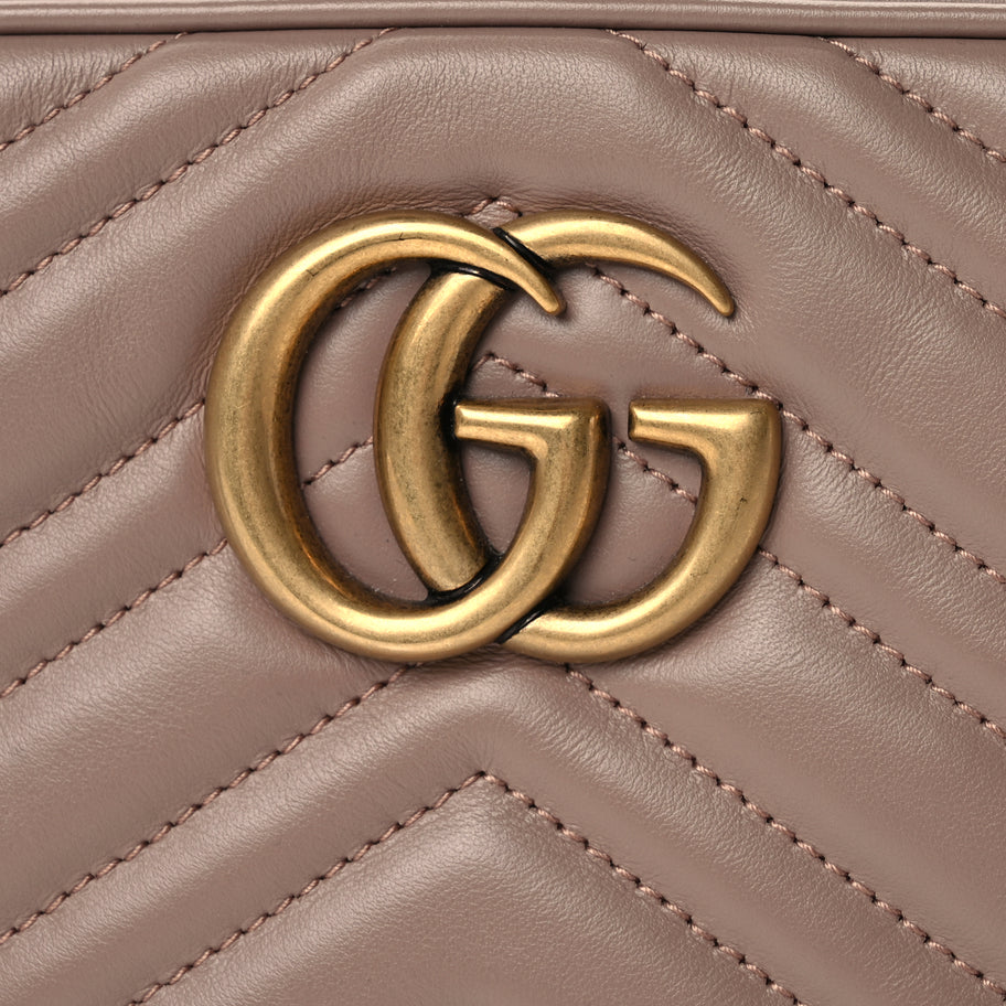 Gucci Calfskin Matelasse Small GG Marmont Chain Shoulder Bag Porcelain Rose Image 7