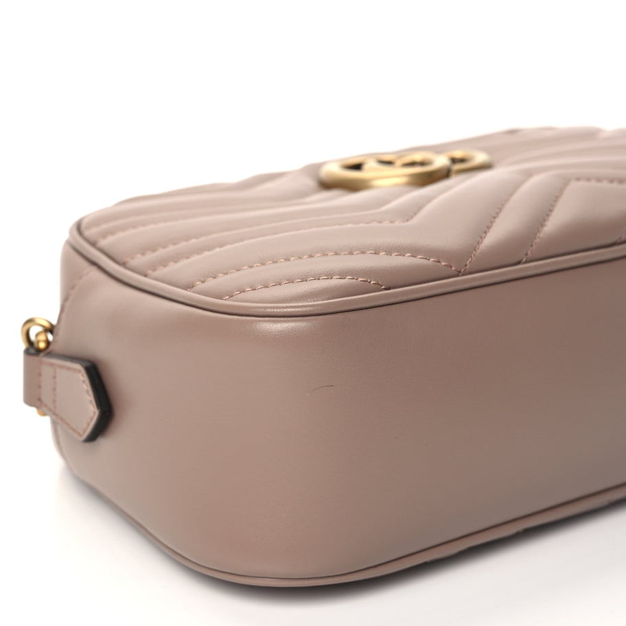 Gucci Calfskin Matelasse Small GG Marmont Chain Shoulder Bag Porcelain Rose Image 8