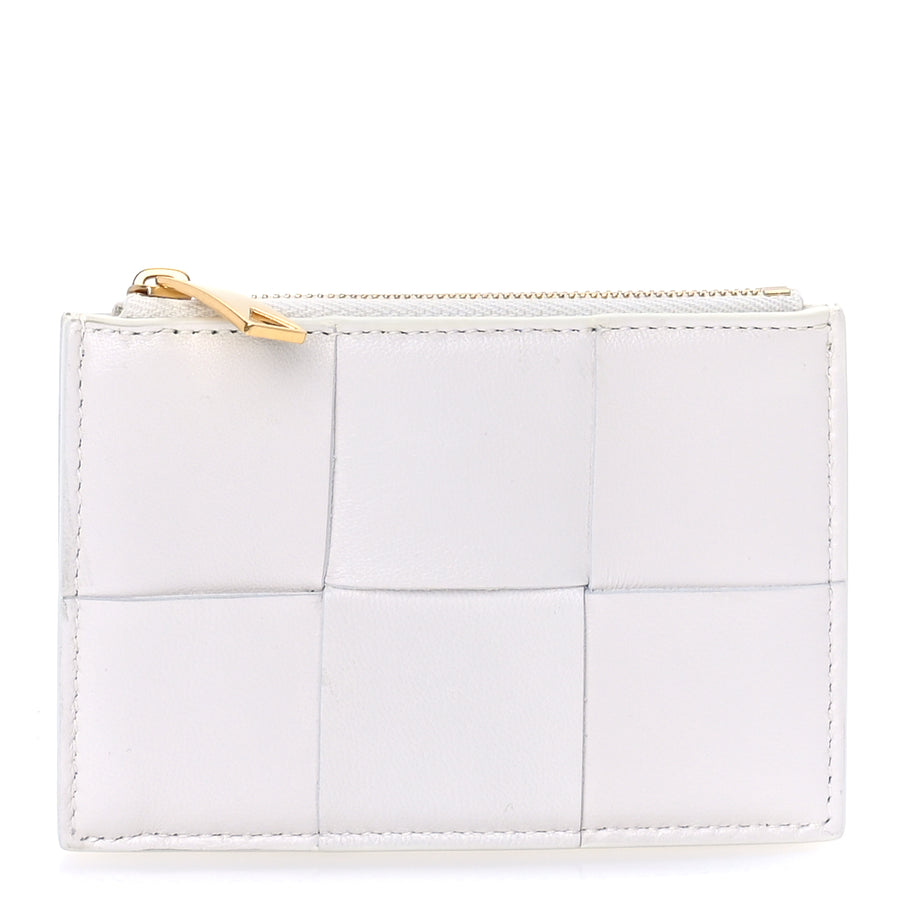 Bottega Veneta Nappa Intreccio Cassette Zipped Card Case White Image 1