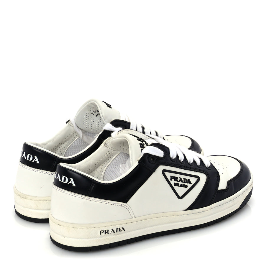 Prada Vitello Sport Spazzolato Rois Triangle Logo Womens Downtown Low Top 30mm Sneakers 38 White Black Image 3