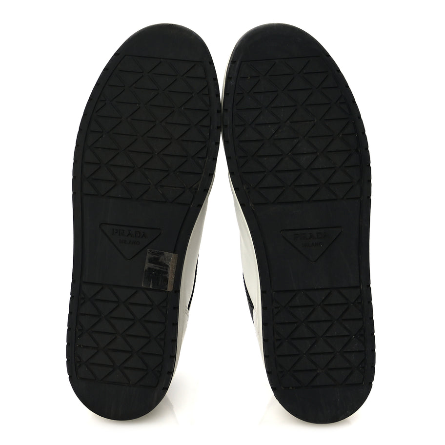 Prada Vitello Sport Spazzolato Rois Triangle Logo Womens Downtown Low Top 30mm Sneakers 38 White Black Image 6