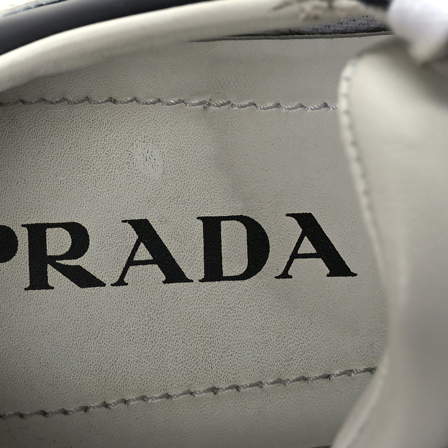 Prada Vitello Sport Spazzolato Rois Triangle Logo Womens Downtown Low Top 30mm Sneakers 38 White Black Image 7