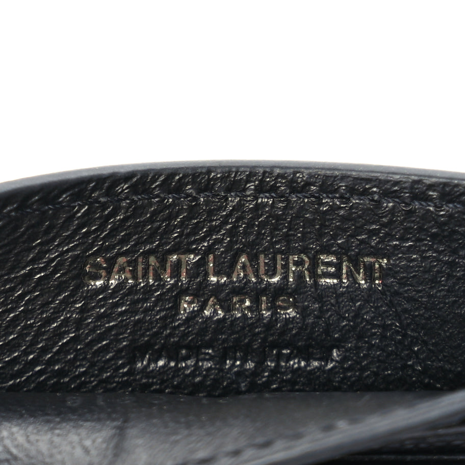 Saint Laurent Grain De Poudre Matelasse Chevron Monochrome Monogram Credit Card Case Black Image 8