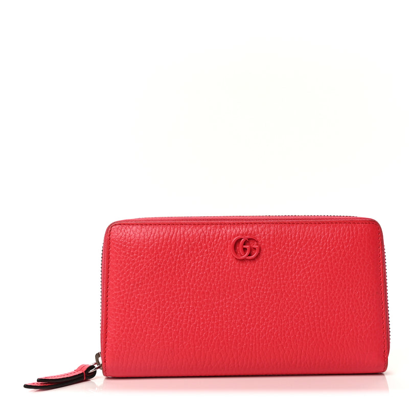  Gucci Dollar Calfskin GG Marmont Zip Around Wallet  Runway Coral