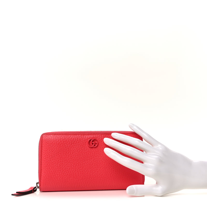  Gucci Dollar Calfskin GG Marmont Zip Around Wallet  Runway Coral