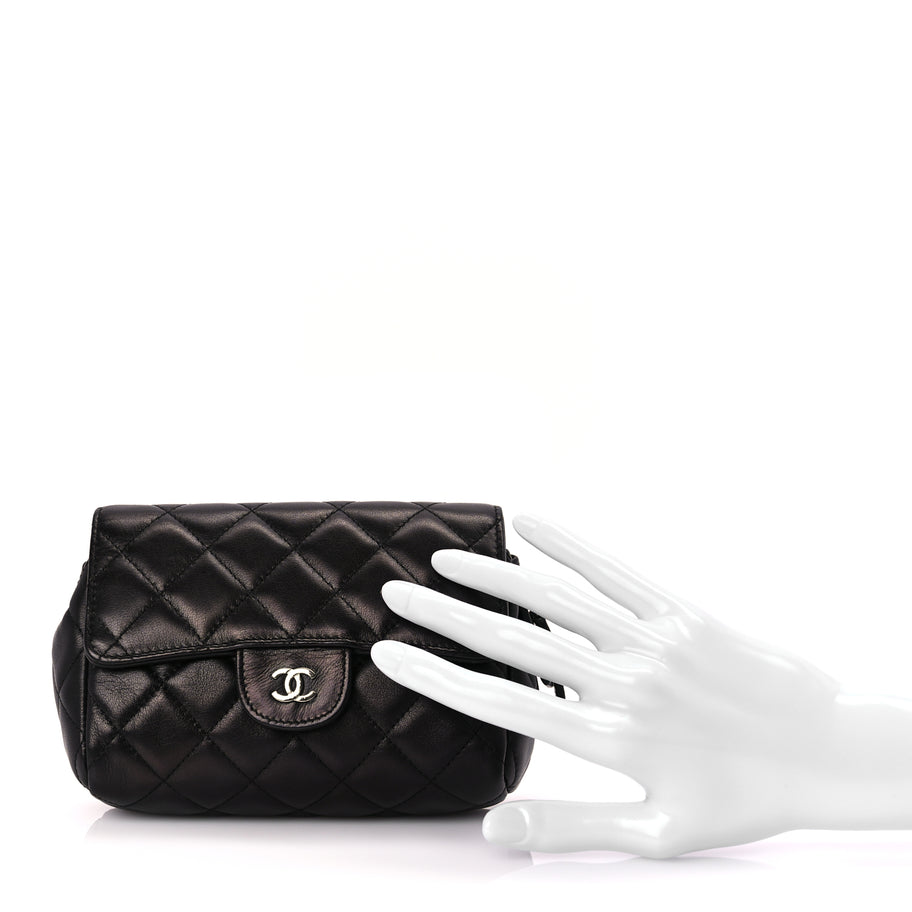 Chanel Lambskin Quilted Flap Cosmetic Case Black Image 2