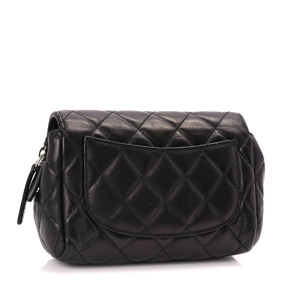 Chanel Lambskin Quilted Flap Cosmetic Case Black Image 3