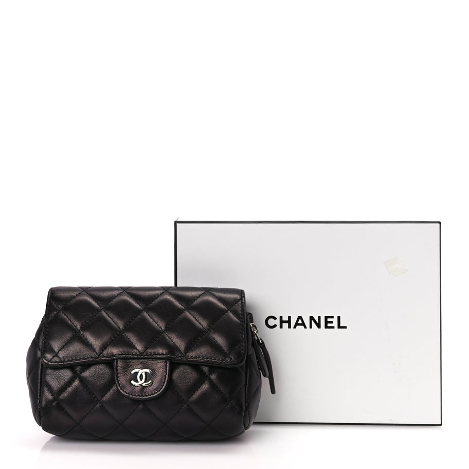 Chanel Lambskin Quilted Flap Cosmetic Case Black Image 8