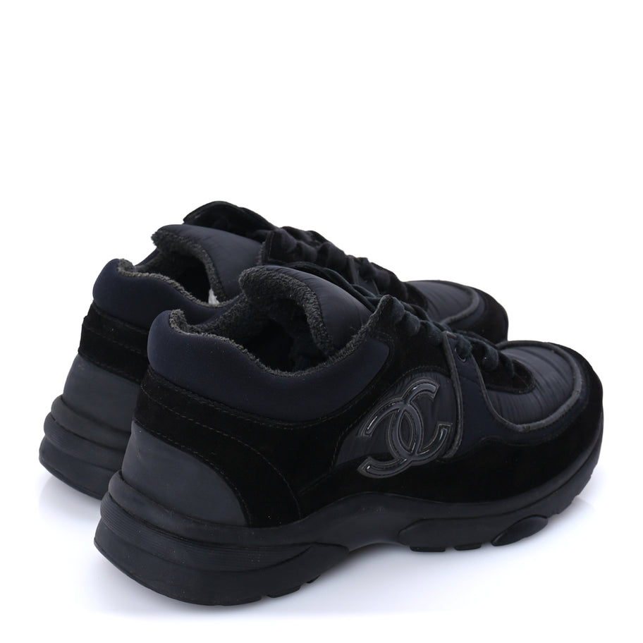 Chanel Fabric Calfskin Suede CC Sneakers 38 Black Image 4