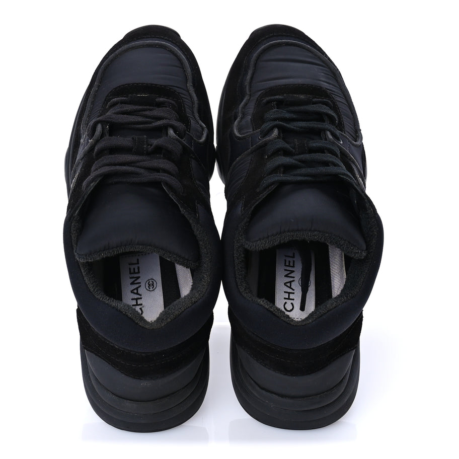 Chanel Fabric Calfskin Suede CC Sneakers 38 Black Image 5