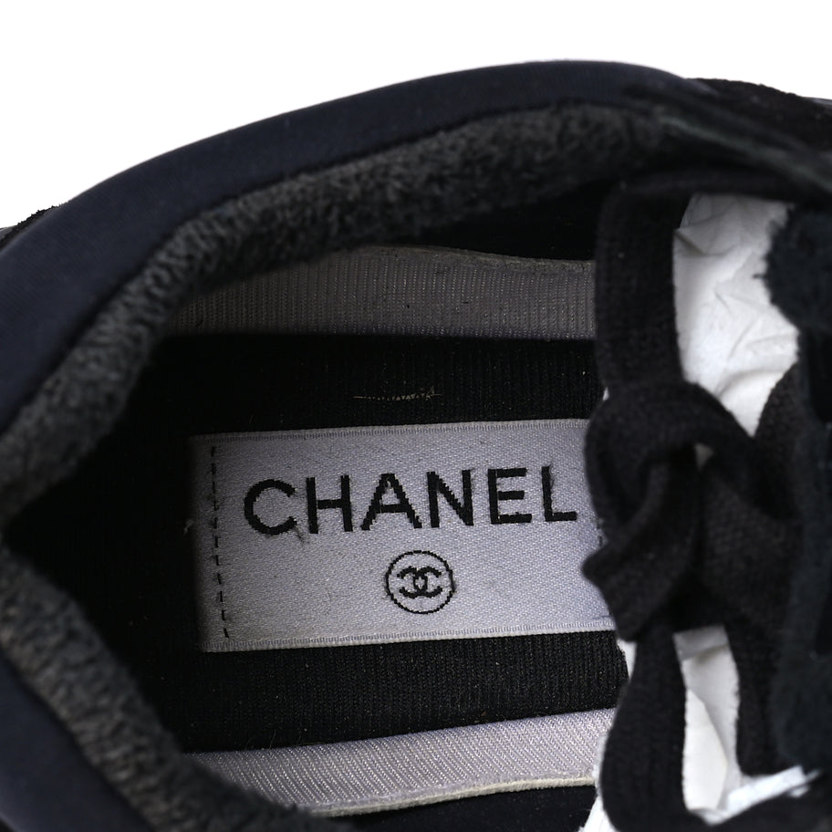 Chanel Fabric Calfskin Suede CC Sneakers 38 Black Image 7