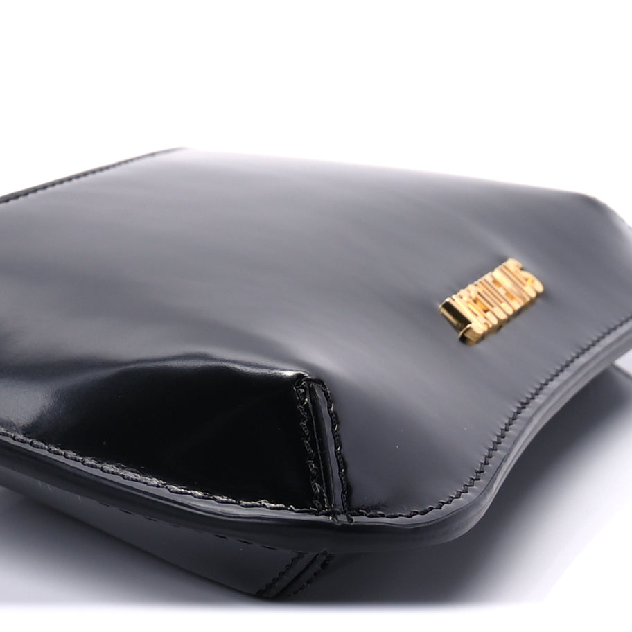 Jacquemus Glazed Calfskin The Small Bisou Chaine Shoulder Bag Black Image 8