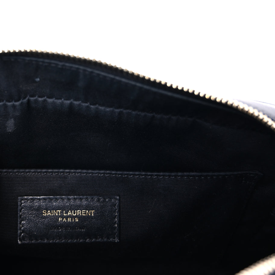 Saint Laurent Raffia Canvas Monogram Lou Camera Bag Beige Black Image 5