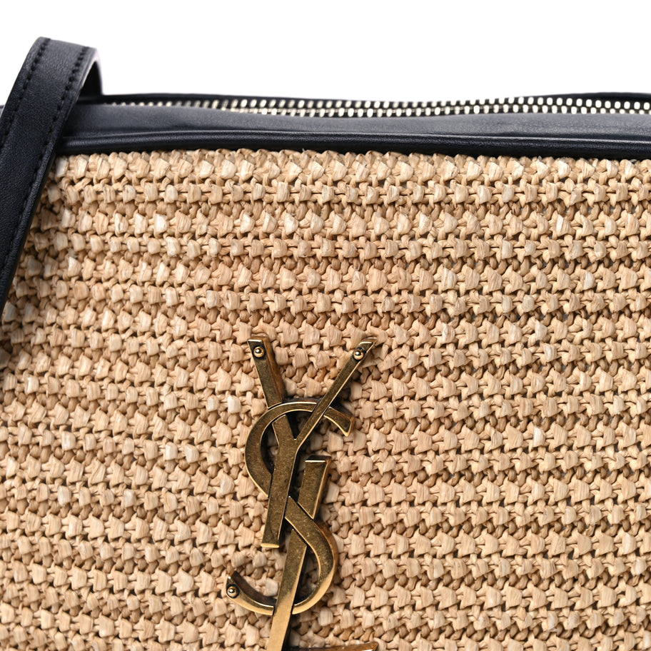 Saint Laurent Raffia Canvas Monogram Lou Camera Bag Beige Black Image 6