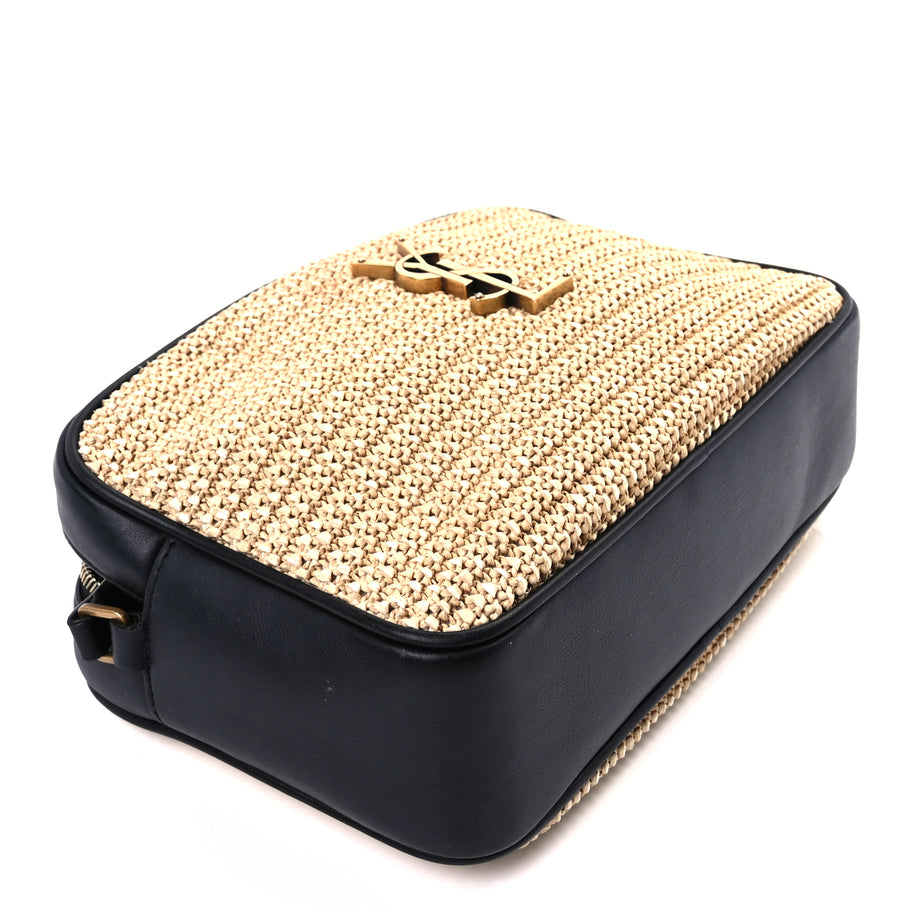 Saint Laurent Raffia Canvas Monogram Lou Camera Bag Beige Black Image 7