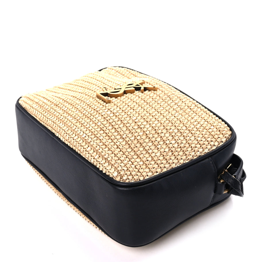 Saint Laurent Raffia Canvas Monogram Lou Camera Bag Beige Black Image 8