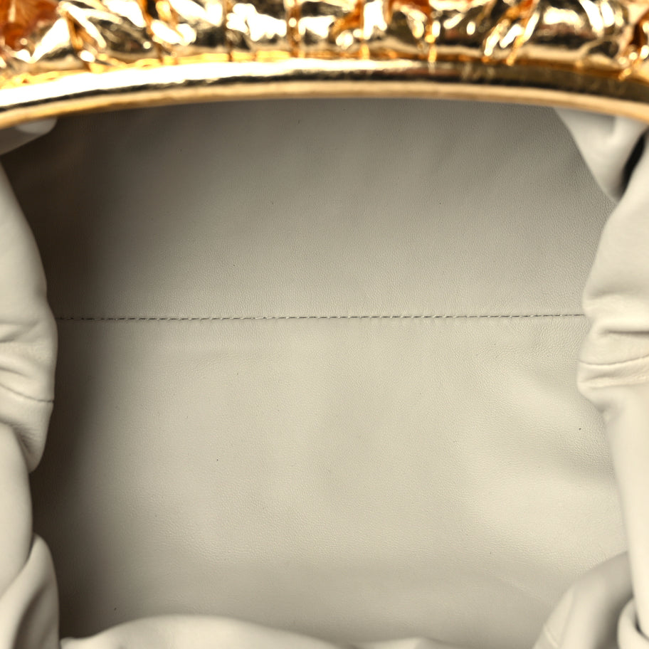 Bottega Veneta Metallic Crinkled Lambskin The Pouch Oversized Clutch Oro Image 5