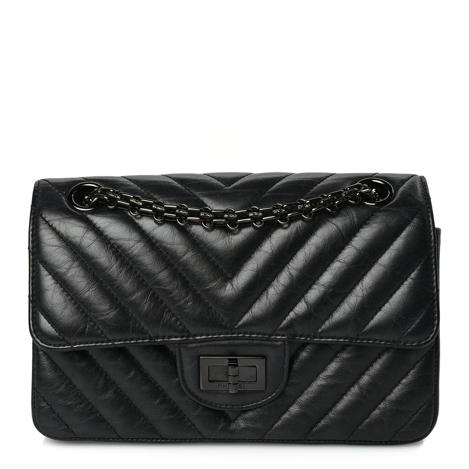 Chanel Aged Calfskin Quilted 2.55 Reissue Mini Flap So Black Image 1