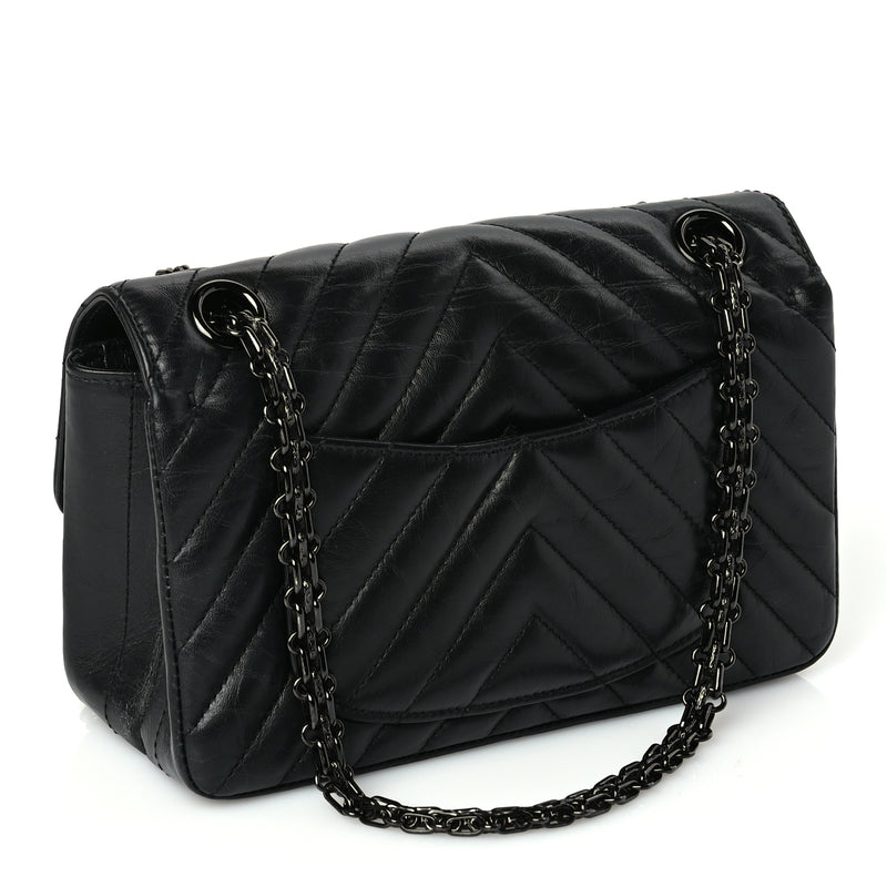  Chanel Aged Calfskin Quilted 2.55 Reissue Mini Flap So Black