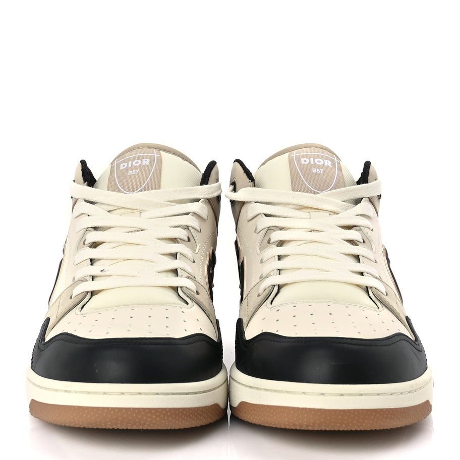 Christian Dior Smooth Calfskin Mens B57 Dribble Mid Top Sneaker 43 Beige Black Image 2