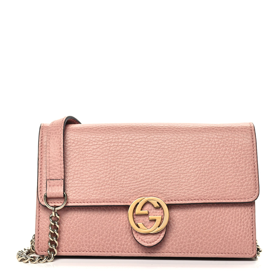 Gucci Dollar Calfskin Interlocking G Chain Wallet Soft Pink Image 1