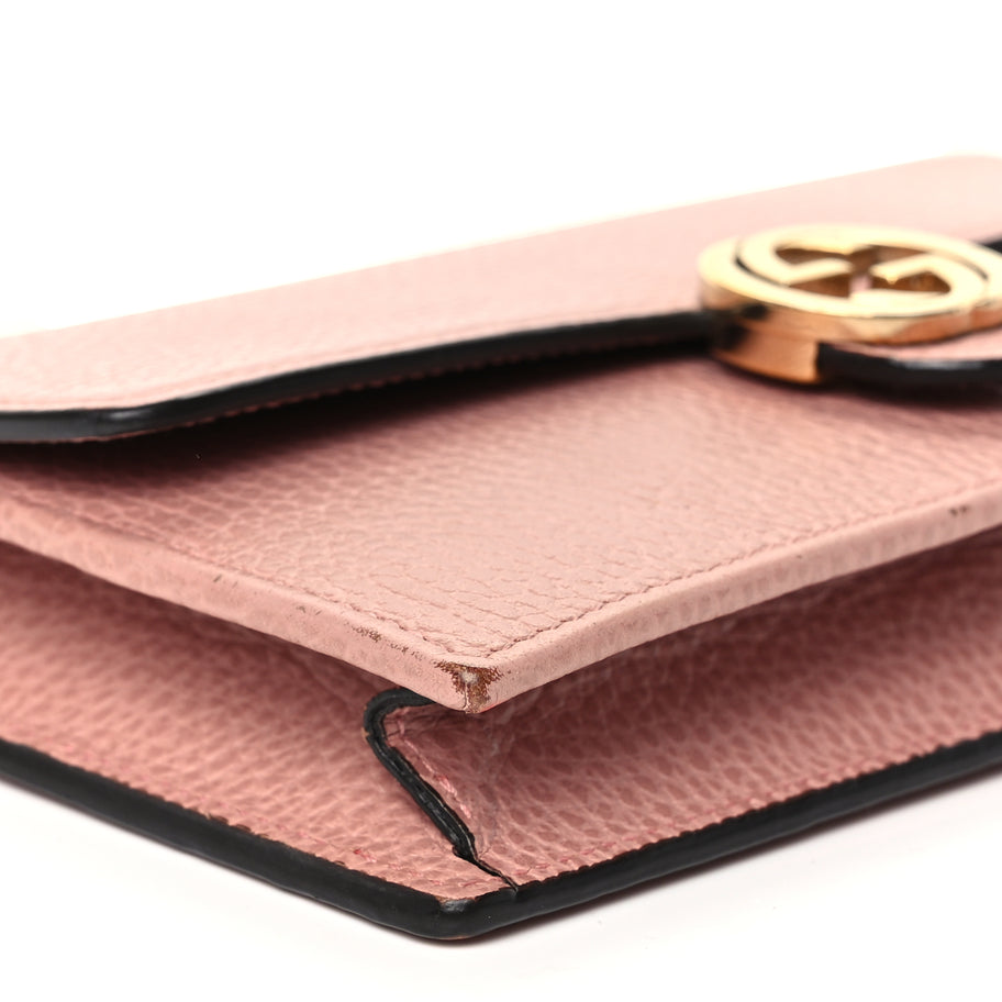 Gucci Dollar Calfskin Interlocking G Chain Wallet Soft Pink Image 7