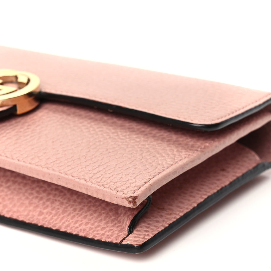Gucci Dollar Calfskin Interlocking G Chain Wallet Soft Pink Image 8