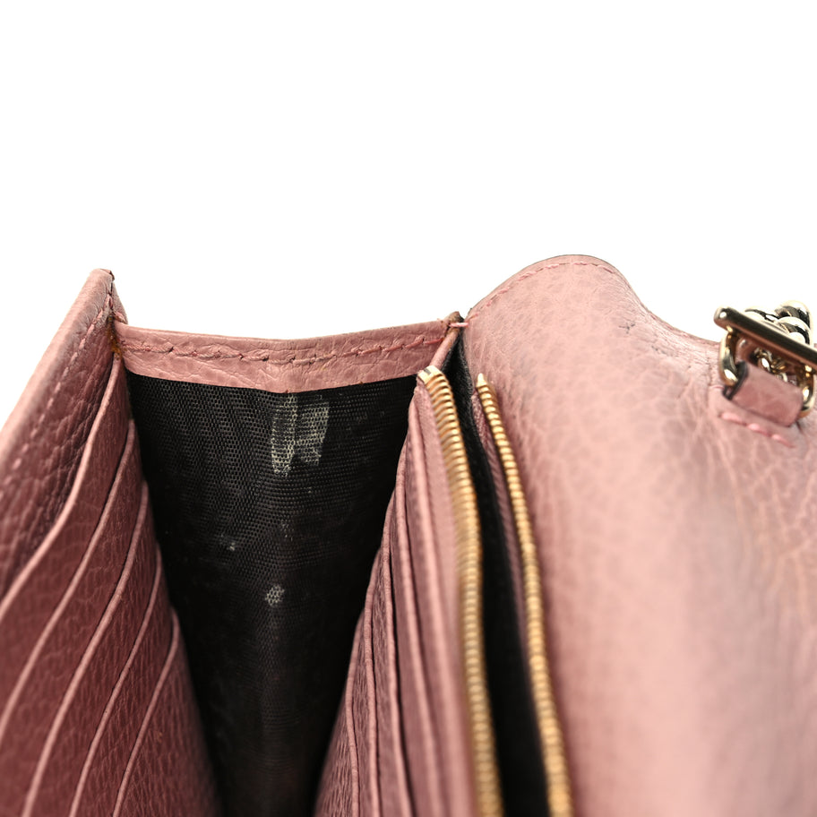 Gucci Dollar Calfskin Interlocking G Chain Wallet Soft Pink Image 9