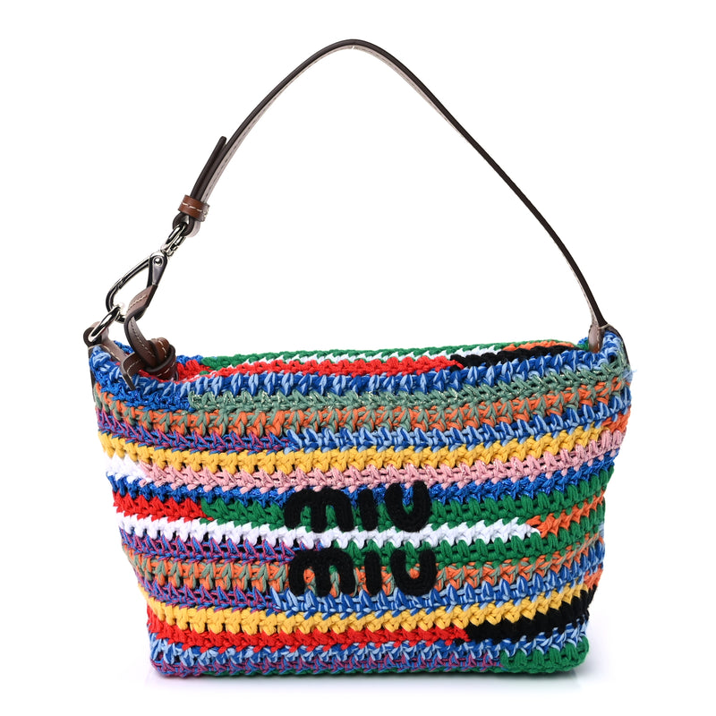  Miu Miu Fabric Crochet Pouch  Multicolor