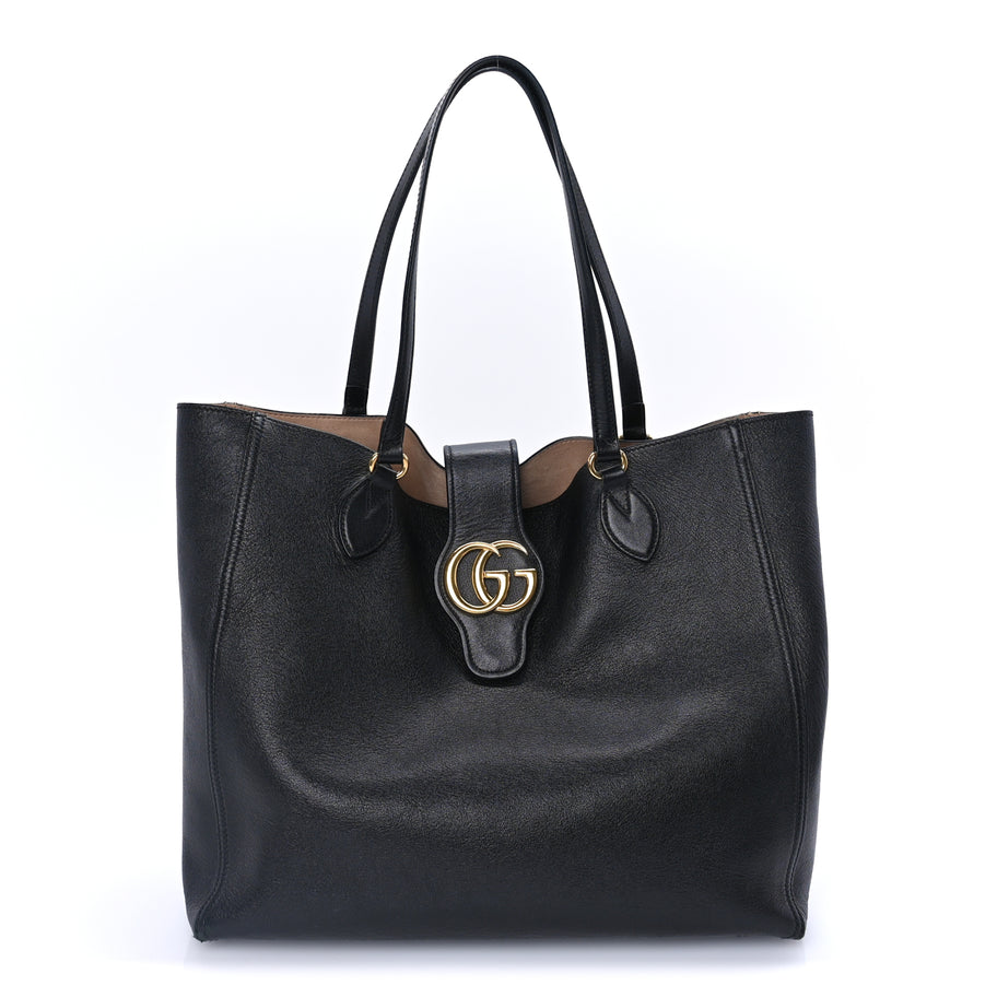 Gucci New Sakai Calfskin Lux Medium Dahlia Tote Black Image 1