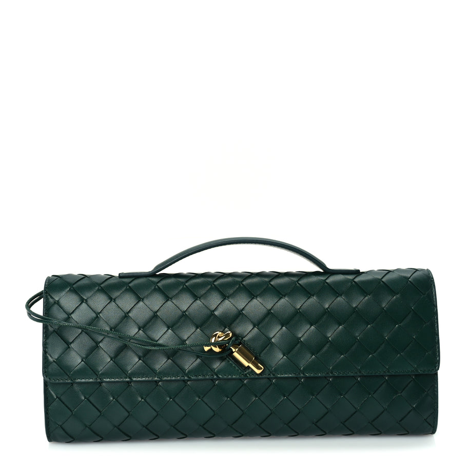 Bottega Veneta Nappa Intrecciato Long Andiamo Top Handle Clutch  Emerald Green Image 1