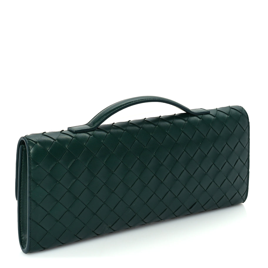 Bottega Veneta Nappa Intrecciato Long Andiamo Top Handle Clutch  Emerald Green Image 2