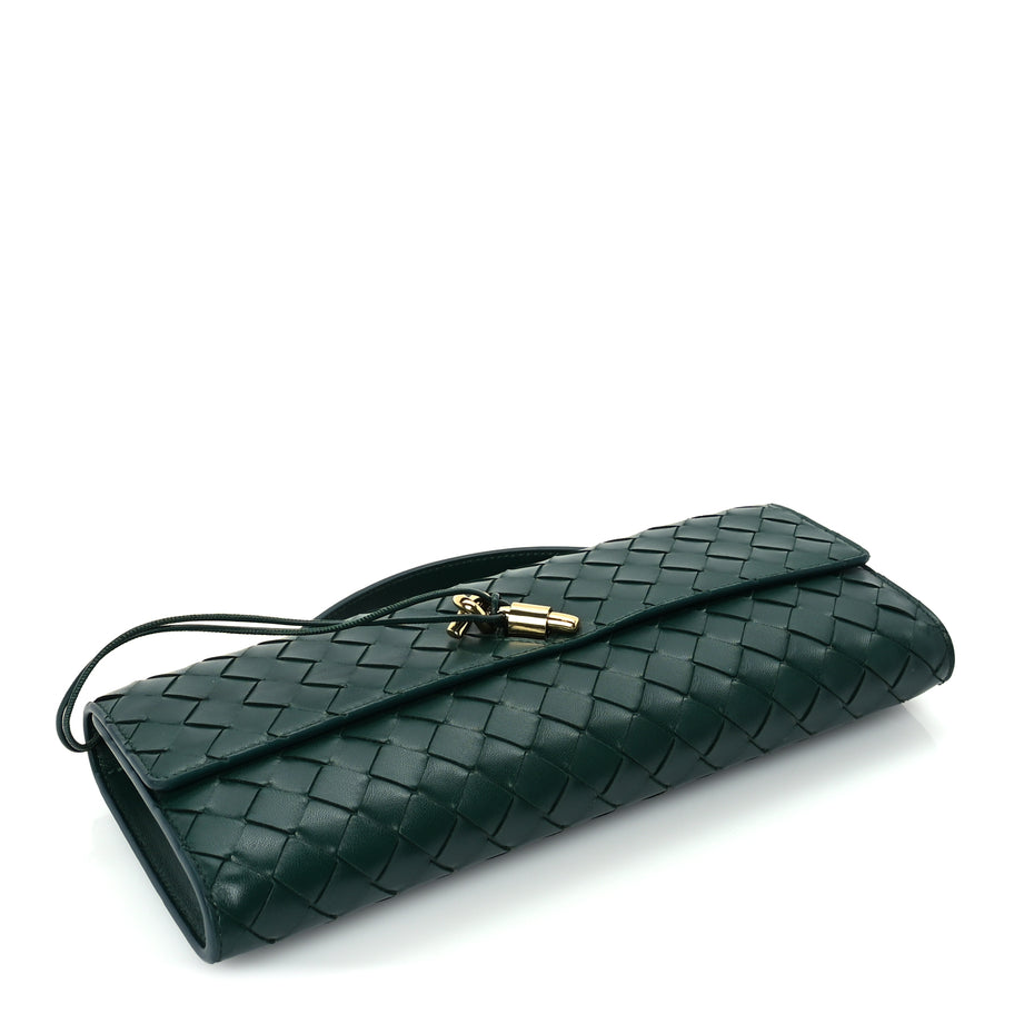 Bottega Veneta Nappa Intrecciato Long Andiamo Top Handle Clutch  Emerald Green Image 3