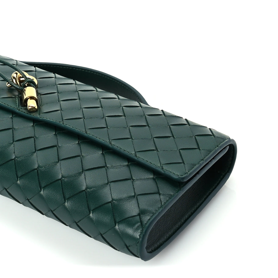 Bottega Veneta Nappa Intrecciato Long Andiamo Top Handle Clutch  Emerald Green Image 8