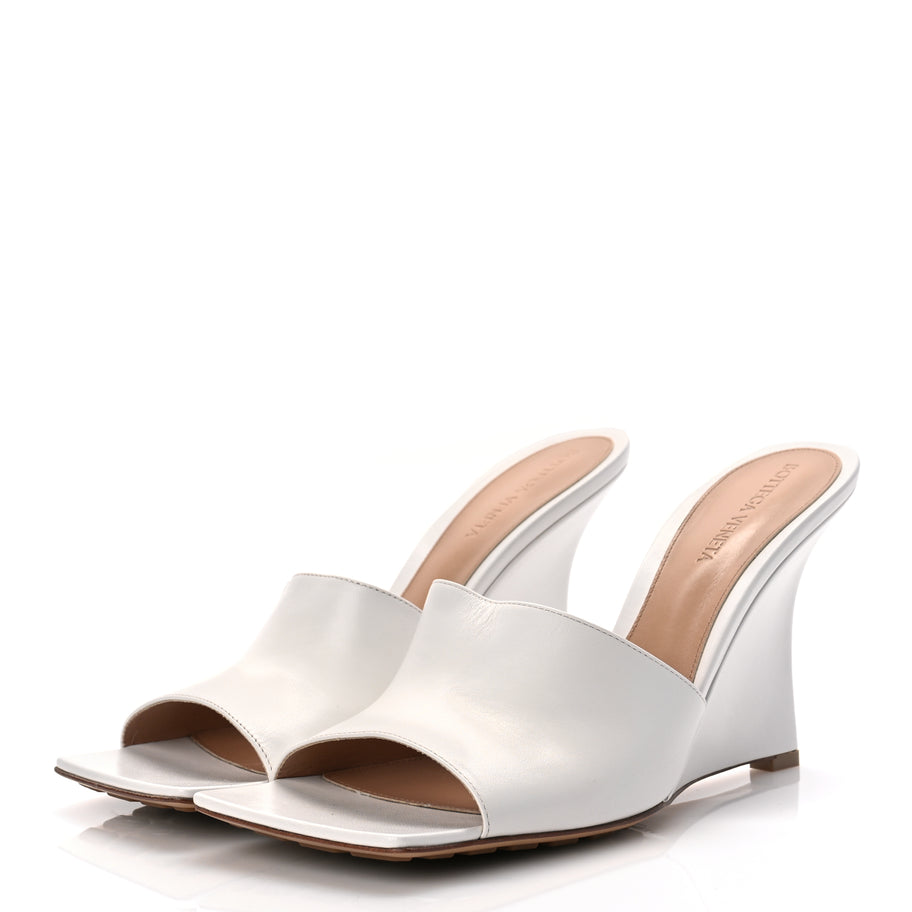 Bottega Veneta Lambskin Stretch Wedge 90mm Sandals 40 Optic White Image 3