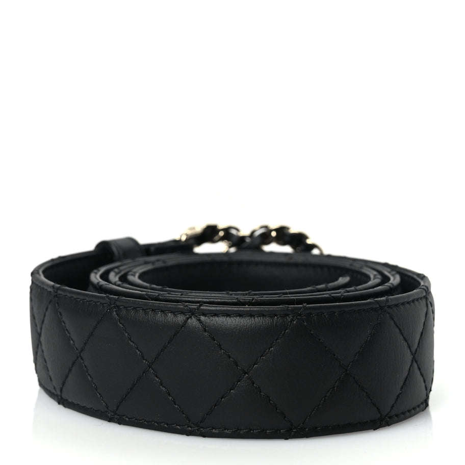 Chanel Calfskin Quilted CC Chain Belt 95 38 Black Image 2