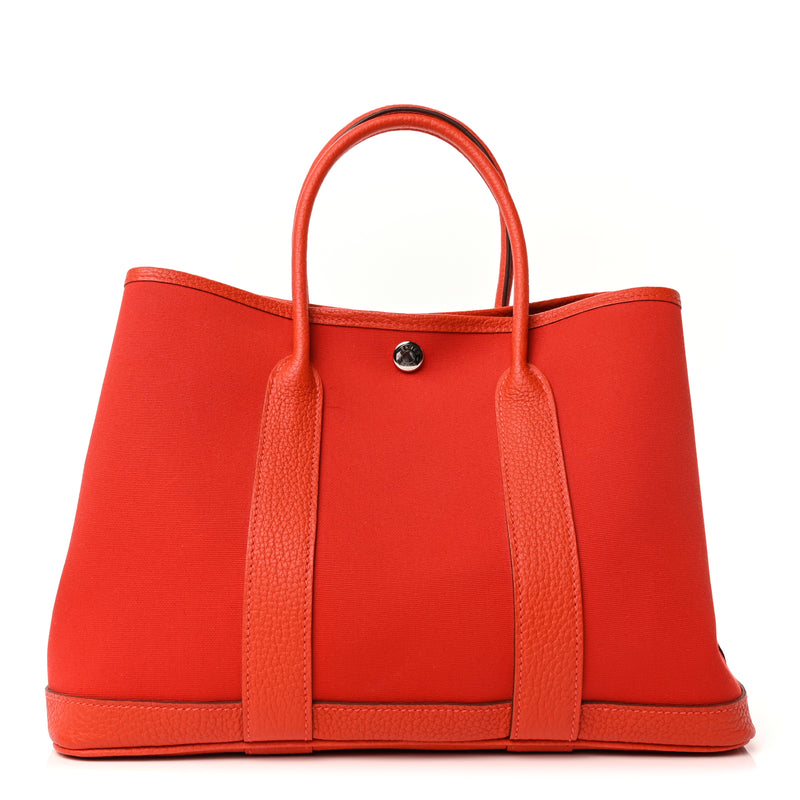  Hermes Toile Officier Negonda Garden Party 30 TPM Rouge Tomate Capucine