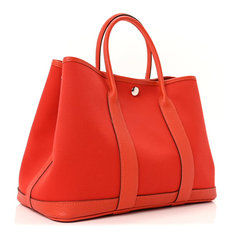  Hermes Toile Officier Negonda Garden Party 30 TPM Rouge Tomate Capucine