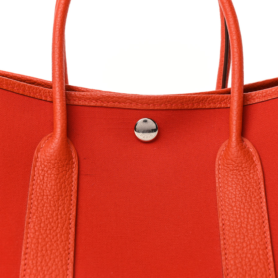 Hermes Toile Officier Negonda Garden Party 30 TPM Rouge Tomate Capucine Image 6