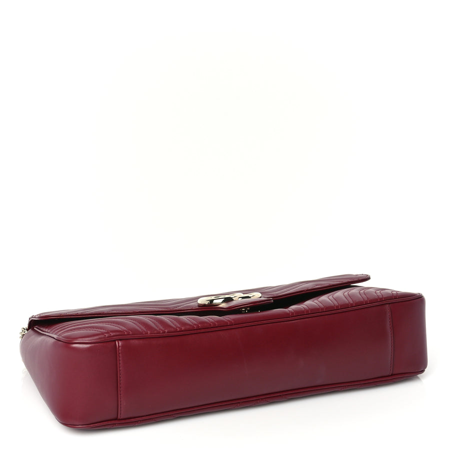 Gucci Calfskin Matelasse Large Horizontal GG Marmont Shoulder Bag  Rosso Ancora Image 3