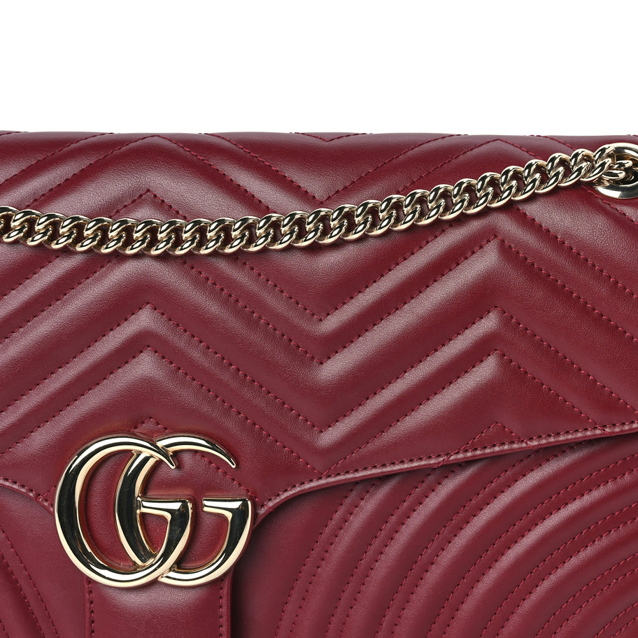 Gucci Calfskin Matelasse Large Horizontal GG Marmont Shoulder Bag  Rosso Ancora Image 6