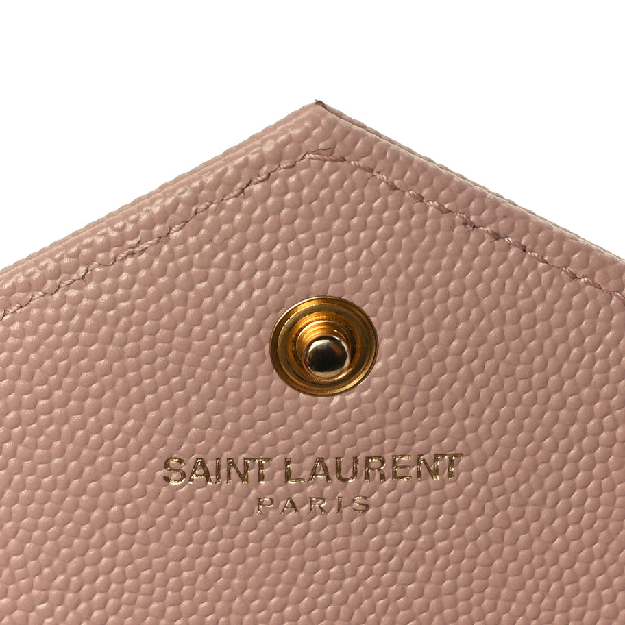 Saint Laurent Grain De Poudre Matelasse Chevron Monogram Chain Wallet Pale Blush Image 5