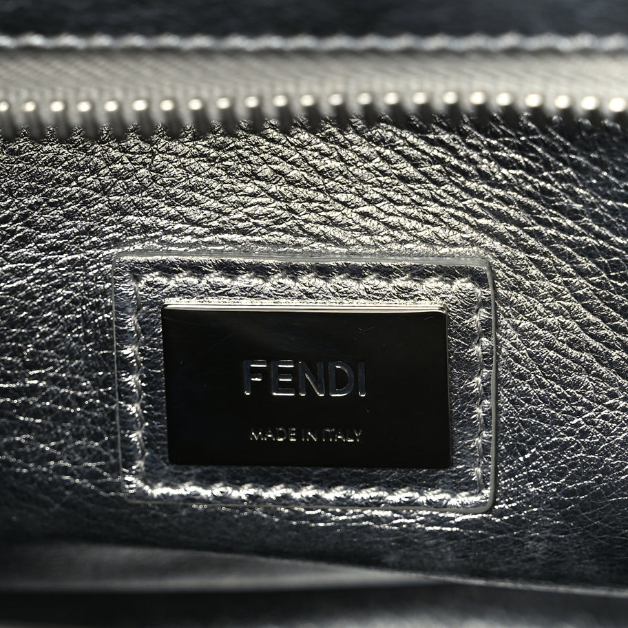 Fendi Vitello Catalan Mirror Medium Peekaboo Iconic Satchel Argento Image 5