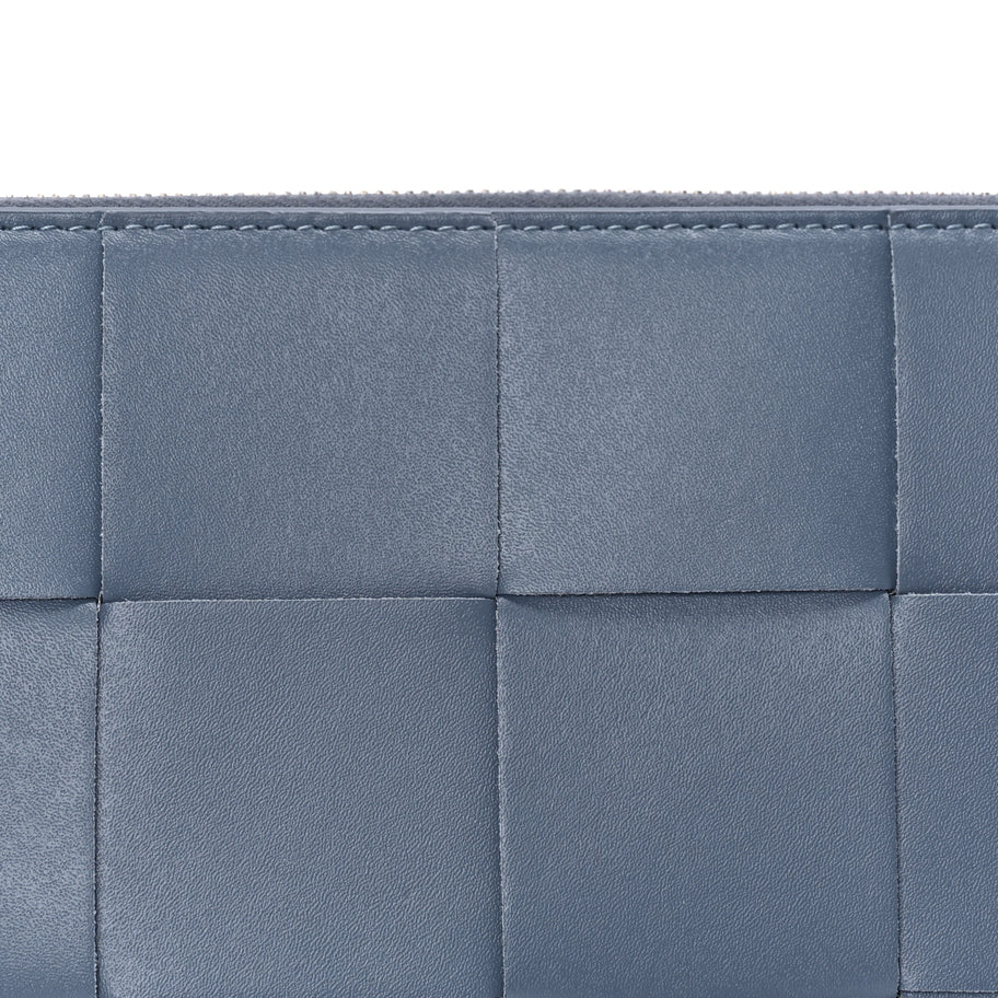 Bottega Veneta Calfskin Maxi Intrecciato Zip Around Wallet Thunder Image 3