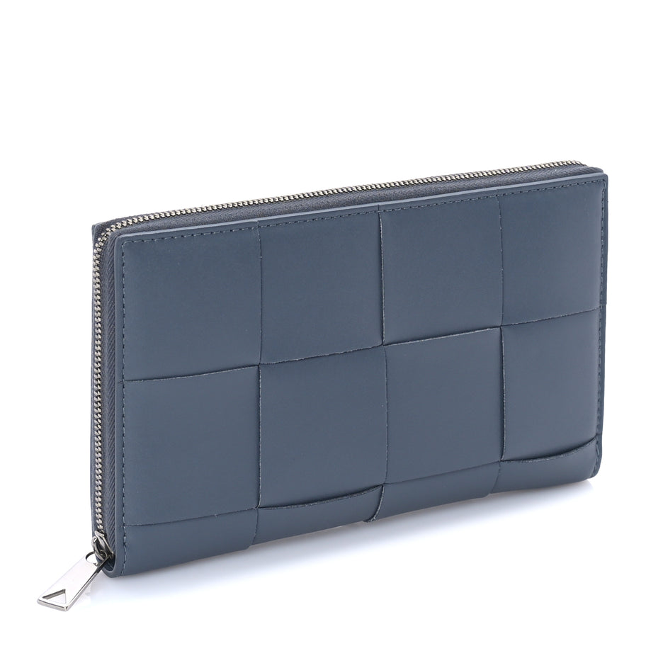 Bottega Veneta Calfskin Maxi Intrecciato Zip Around Wallet Thunder Image 4