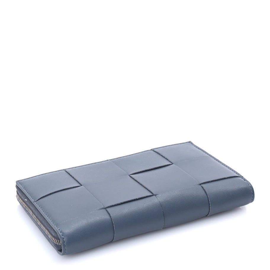 Bottega Veneta Calfskin Maxi Intrecciato Zip Around Wallet Thunder Image 5