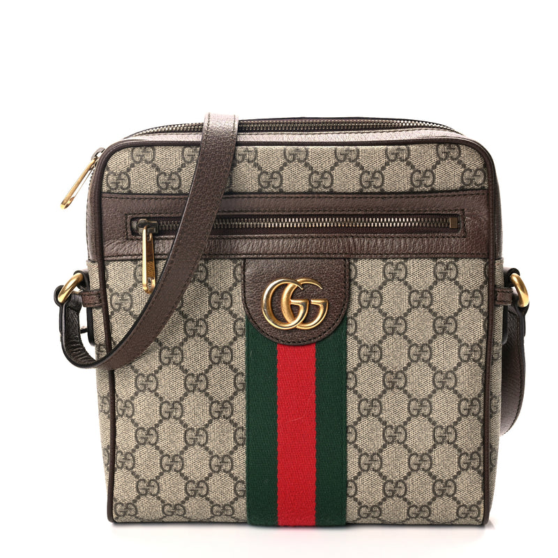  Gucci GG Supreme Monogram Web Small Ophidia Messenger Bag Brown