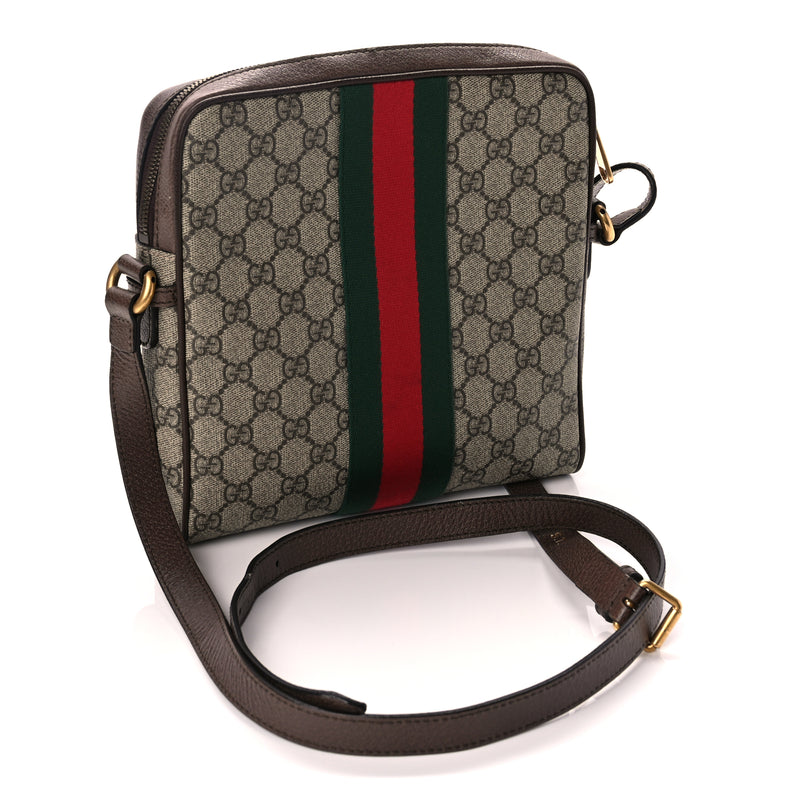  Gucci GG Supreme Monogram Web Small Ophidia Messenger Bag Brown