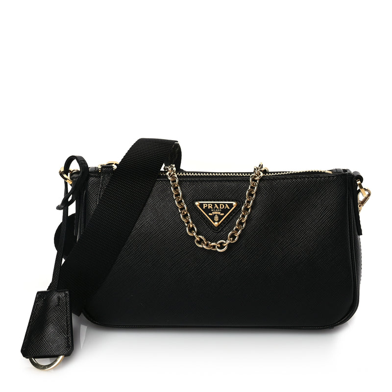  Prada Saffiano Lux Re-Edition 2000 Shoulder Bag Black